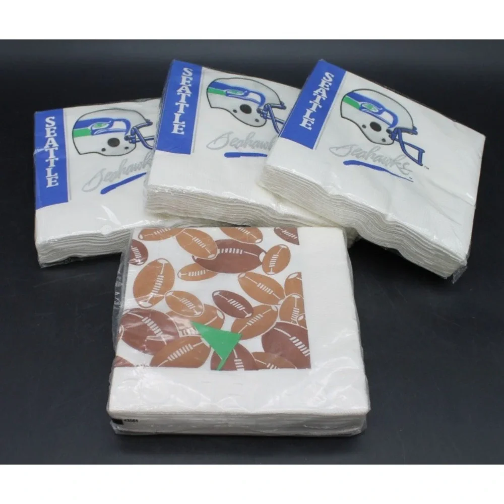 Paper Napkins Lot 4 Packs (80) Vintage Seahawks Football Party Craft Decoupage